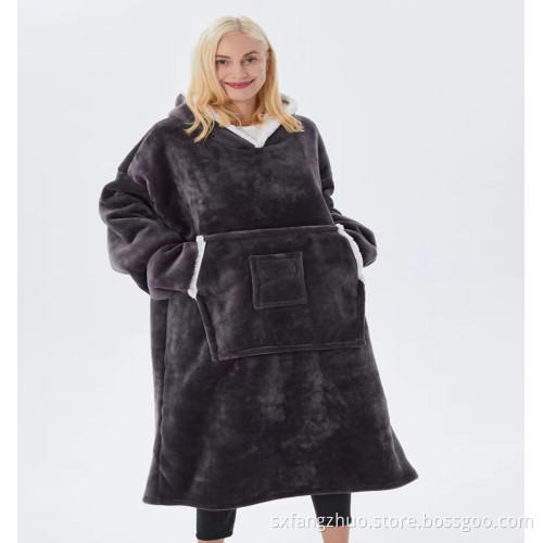 wholesale cozy wearable throw blanket hoodie printed